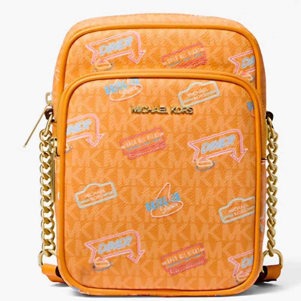 Michael Kors Orange Patterned Jetset Crossbody Bag NWT